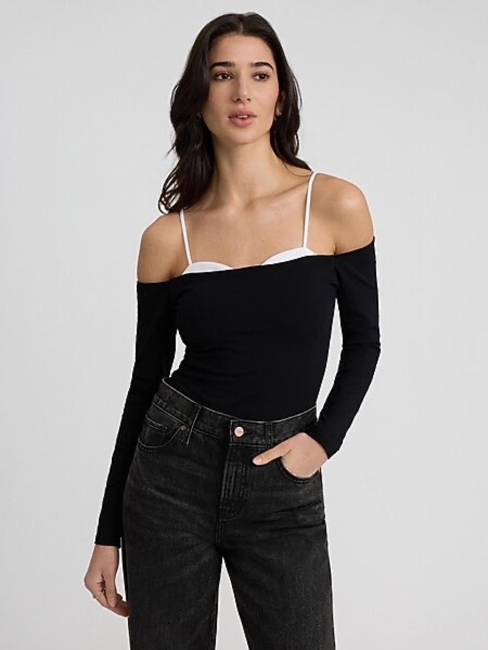 Express Black White Bodysuit